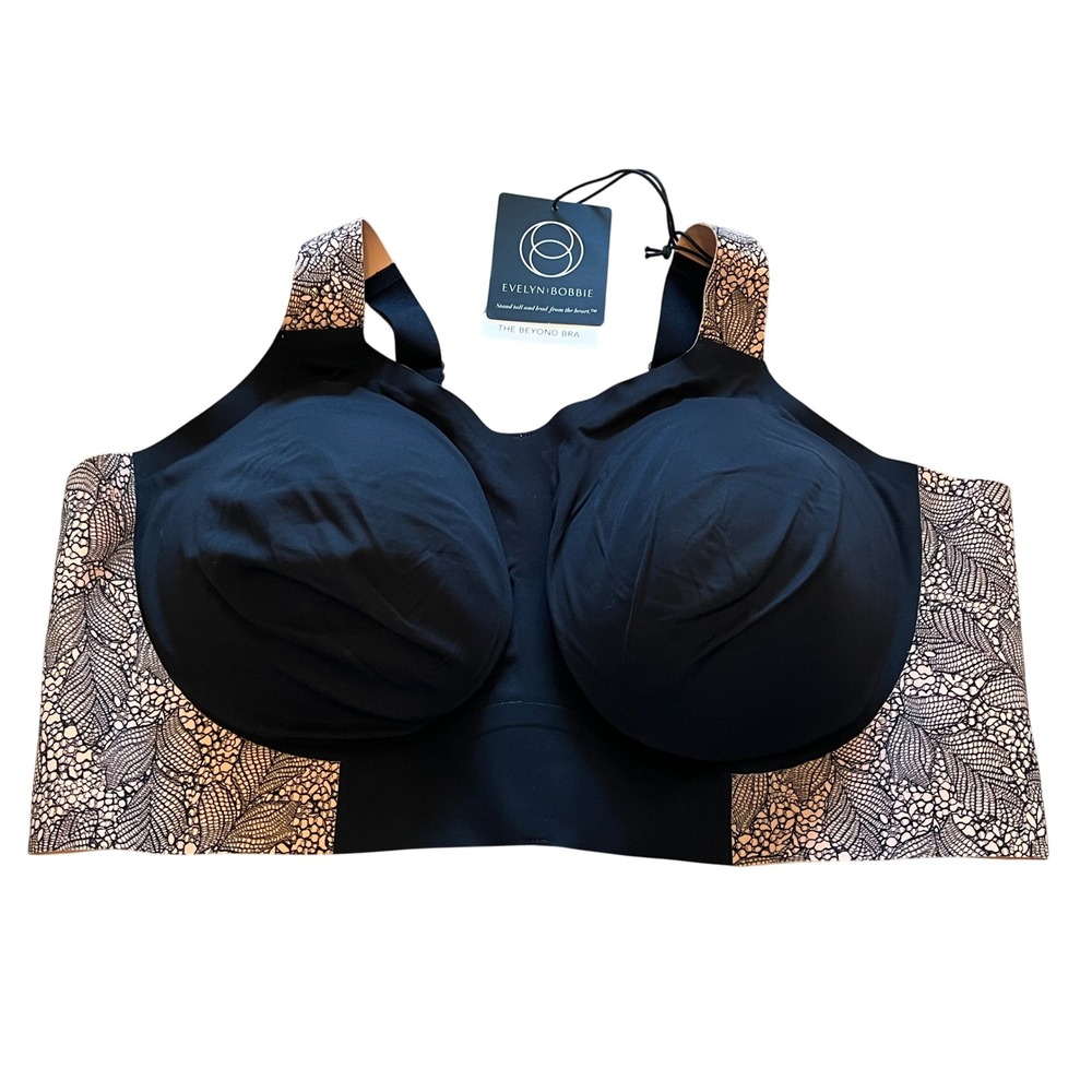 Evelyn Bobbie The Beyond Bra Black Onyx Lace Wireless Plus Size 3XL NWT